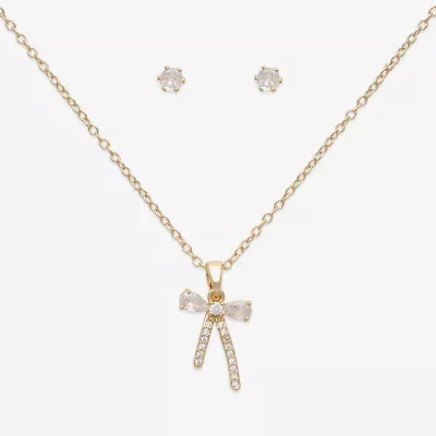 Mixit Womens Cubic Zirconia Bow Hypoallergenic 3-pc. Jewelry Set
