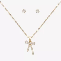 Mixit Womens Cubic Zirconia Bow Hypoallergenic 3-pc. Jewelry Set
