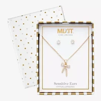 Mixit Womens Cubic Zirconia Bow Hypoallergenic 3-pc. Jewelry Set