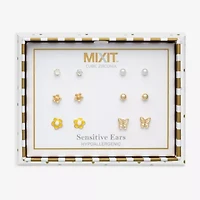 Mixit Womens Cubic Zirconia Butterfly Hypoallergenic 6 Pair Earring Set