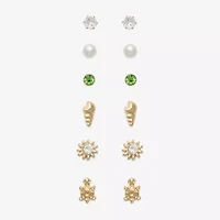 Mixit Turtle Womens Cubic Zirconia Hypoallergenic 6 Pair Earring Set
