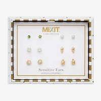 Mixit Turtle Womens Cubic Zirconia Hypoallergenic 6 Pair Earring Set