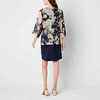 Sandra Darren Womens Floral Jacket Dress