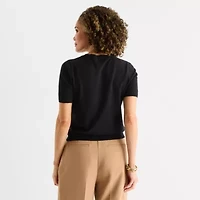 Liz Claiborne Tall Womens Short Sleeve Pullover Sweater