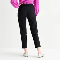 Liz Claiborne Emma Cotton Sateen Womens Tall Easy-on + Easy-off Seated Wear Ankle Mid Rise Pant