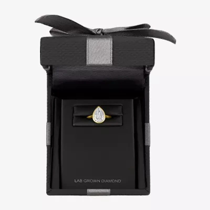 (E-F / Vs1-Vs2) Womens 3 CT. T.W. Lab Grown White Diamond 14K Gold Pear Solitaire Engagement Ring