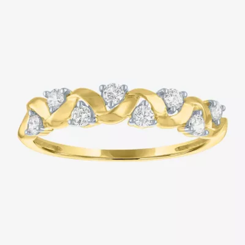 G-H / Si2-I1 Womens 3.5MM 1/4 CT. T.W. Lab Grown White Diamond 10K Gold Wedding Band