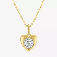 Yes, Please! (G-H / Si2-I1) Womens 1/5 CT. Lab Grown White Diamond Sterling Silver Heart Pendant