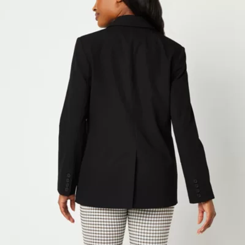 Worthington Womens Relaxed Single Button Blazer