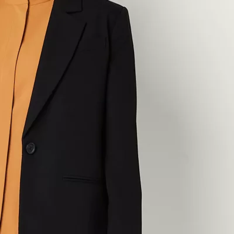 Worthington Womens Relaxed Single Button Blazer