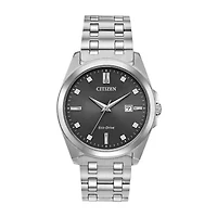 Citizen Peyten Mens Diamond Accent Silver Tone Stainless Steel Bracelet Watch Bm7100-59h