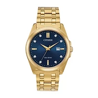 Citizen Peyten Mens Diamond Accent Gold Tone Stainless Steel Bracelet Watch Bm7103-51l