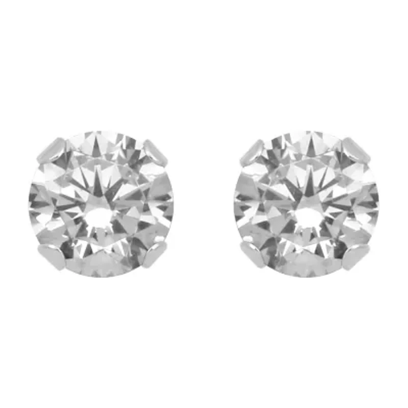 Gemstone 10K White Gold 4mm Round Stud Earrings