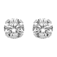 Gemstone 10K White Gold 4mm Round Stud Earrings
