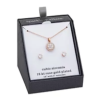 Sparkle Allure Womens Cubic Zirconia 18K Rose Gold Over Brass Round 2-pc. Jewelry Set