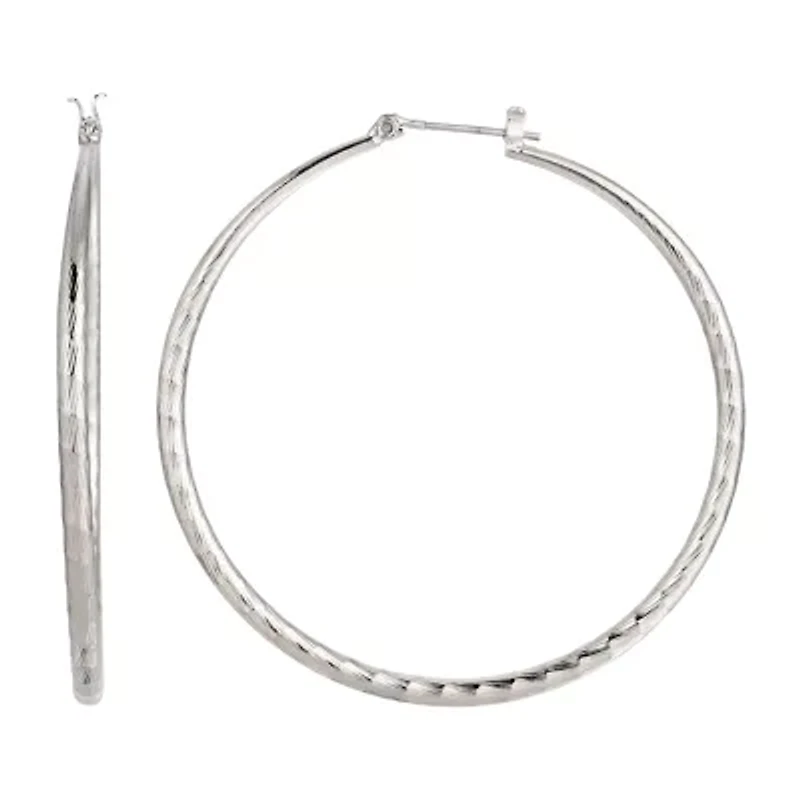 1928 Silver Tone Womens 2 1/4 Inch Hoop Earrings