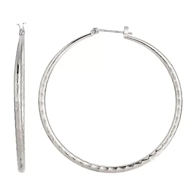 1928 Silver Tone Womens 2 1/4 Inch Hoop Earrings