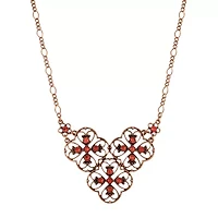 1928 Copper Tone Crystal 16 Inch Collar Necklace