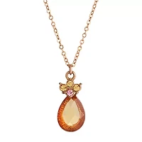 1928 Rose Gold Tone Womens Pink Crystal Alloy Pear 16 Inch Pendant Necklace