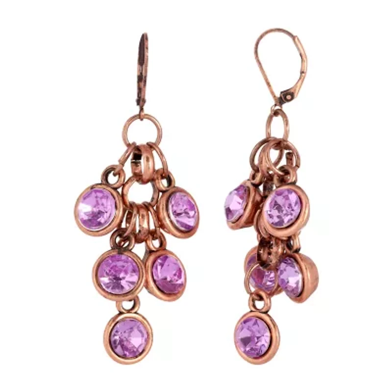 1928 Copper Tone Womens Purple Drop Earrings