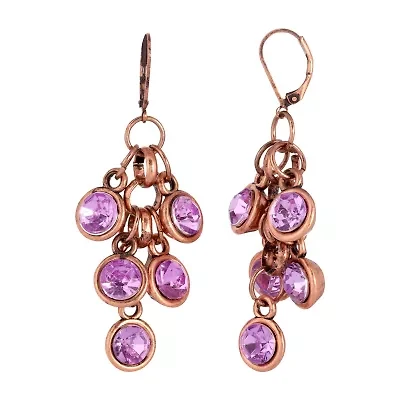 1928 Copper Tone Womens Purple Drop Earrings