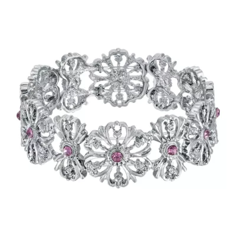 1928 Silver Tone Womens Stretch Bracelet