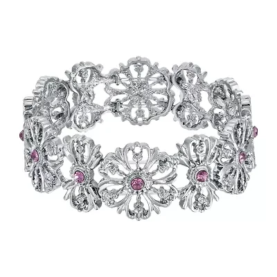 1928 Silver Tone Womens Stretch Bracelet