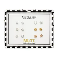 Mixit Womens Cubic Zirconia Flower Hypoallergenic 6 Pair Earring Set