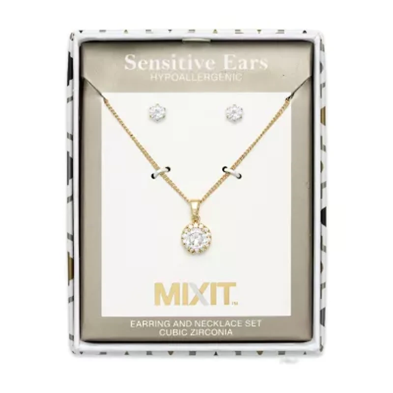 Mixit Womens Cubic Zirconia Round Hypoallergenic 2-pc. Jewelry Set