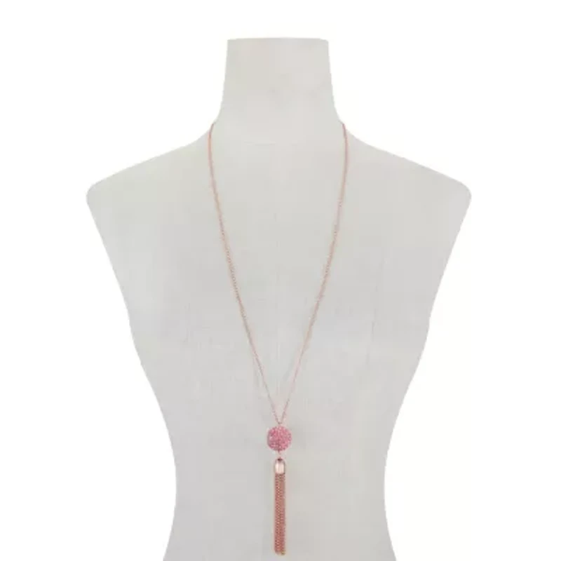 Monet Jewelry Womens Pink 32 Inch Pendant Necklace
