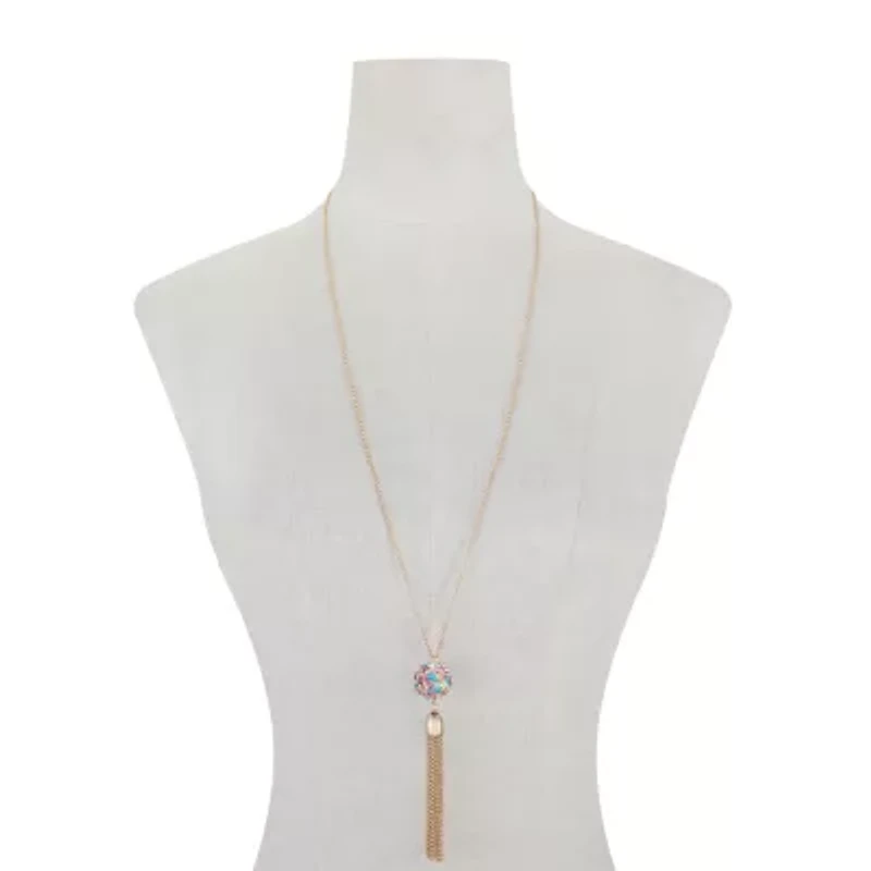 Monet Jewelry Womens Pink 32 Inch Pendant Necklace