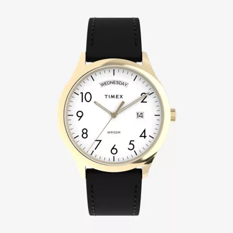 Timex Easy Reader Mens Black Leather Strap Watch Tw2w685009j