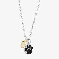 Sparkle Allure Dog Paw Womens Black Crystal 14K Gold Over Brass Pure Silver Over Brass Heart 16 Inch Pendant Necklace
