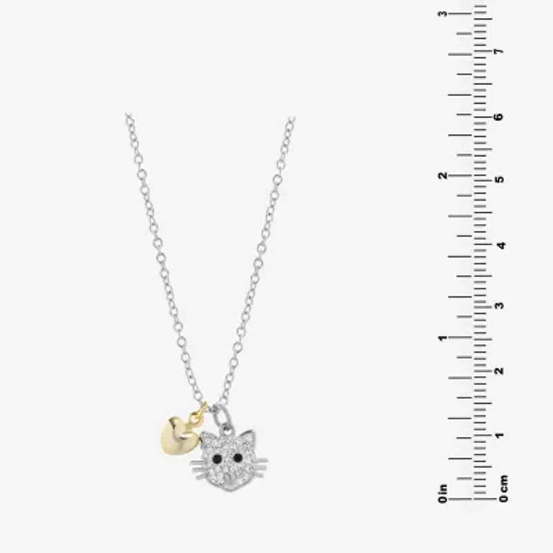 Sparkle Allure Cat Womens Crystal 14K Gold Over Brass Pure Silver Over Brass Heart 16 Inch Pendant Necklace