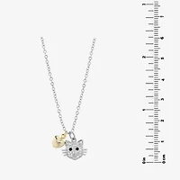 Sparkle Allure Cat Womens Crystal 14K Gold Over Brass Pure Silver Over Brass Heart 16 Inch Pendant Necklace