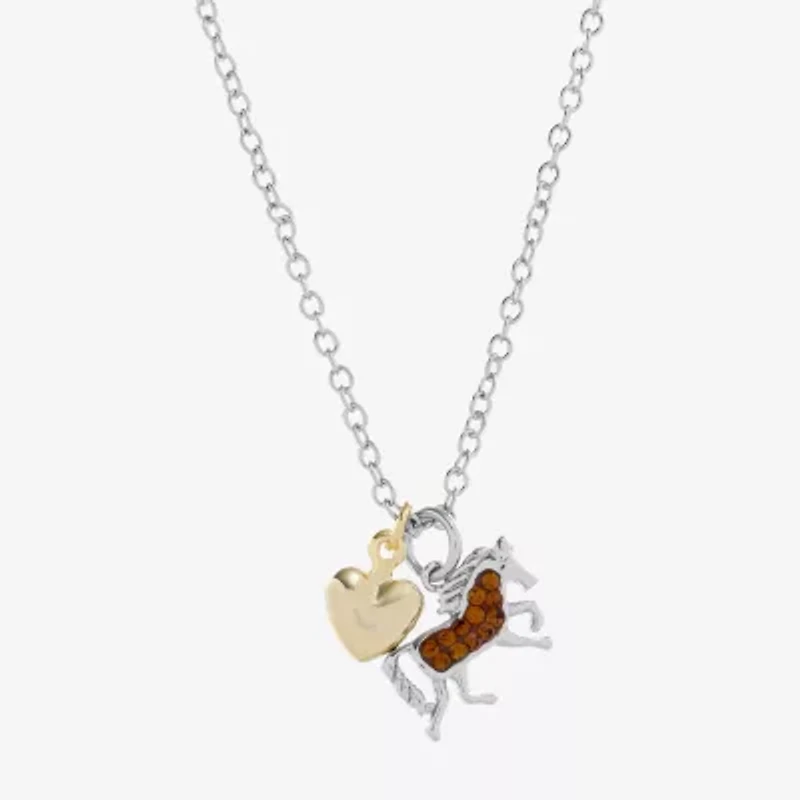 Sparkle Allure Horse Womens Brown Crystal 14K Gold Over Brass Pure Silver Over Brass 16 Inch Pendant Necklace