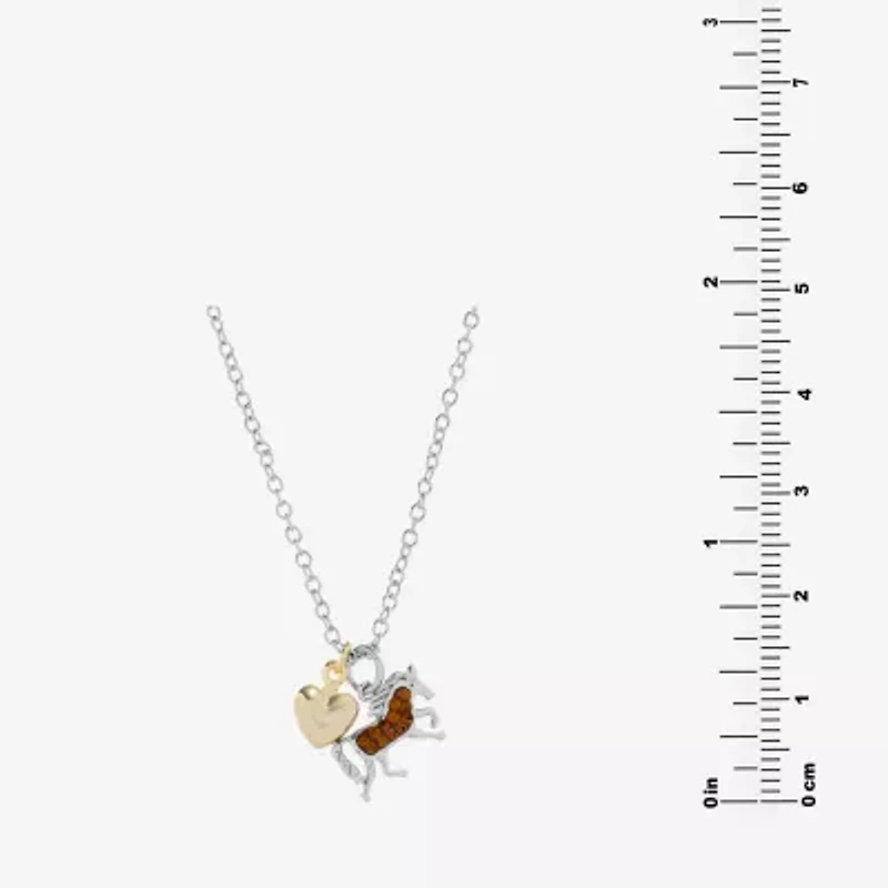 Sparkle Allure Horse Womens Brown Crystal 14K Gold Over Brass Pure Silver Over Brass 16 Inch Pendant Necklace