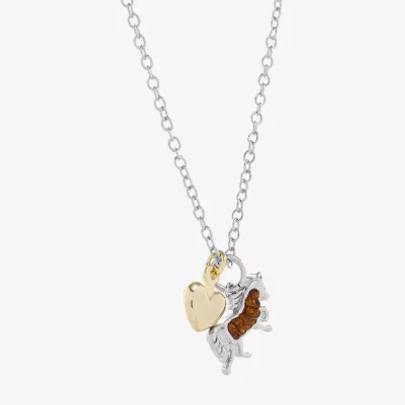 Sparkle Allure Horse Womens Brown Crystal 14K Gold Over Brass Pure Silver Over Brass 16 Inch Pendant Necklace