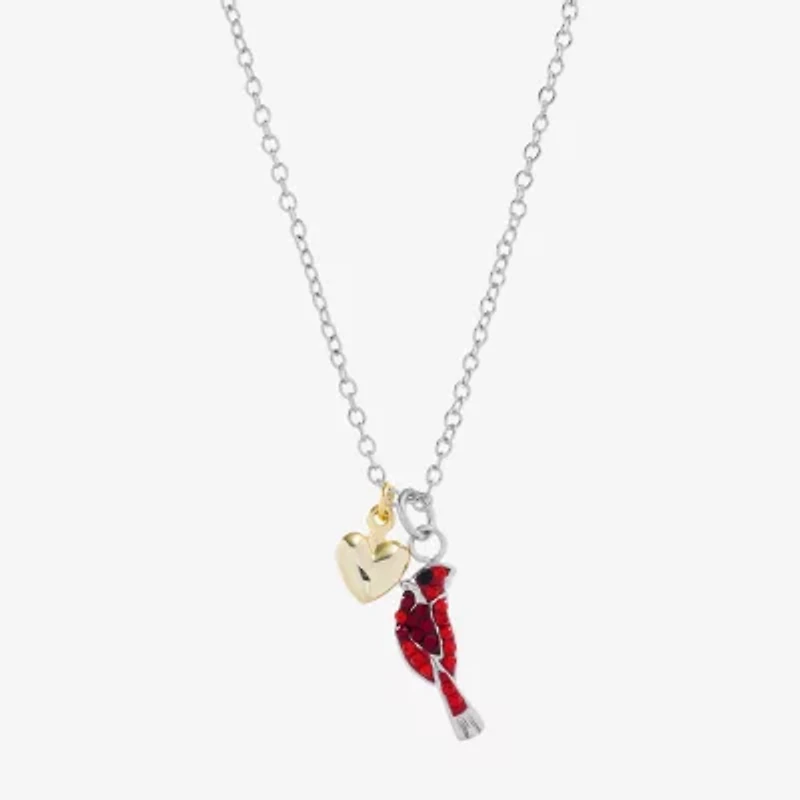 Sparkle Allure Womens Red Crystal 14K Gold Over Brass Pure Silver Over Brass Heart 16 Inch Pendant Necklace