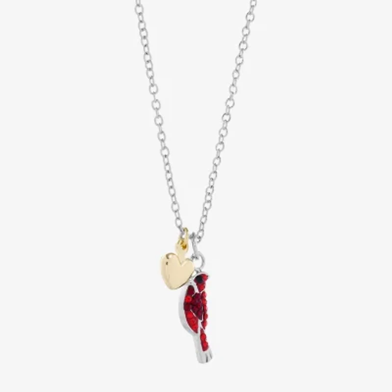 Sparkle Allure Womens Red Crystal 14K Gold Over Brass Pure Silver Over Brass Heart 16 Inch Pendant Necklace