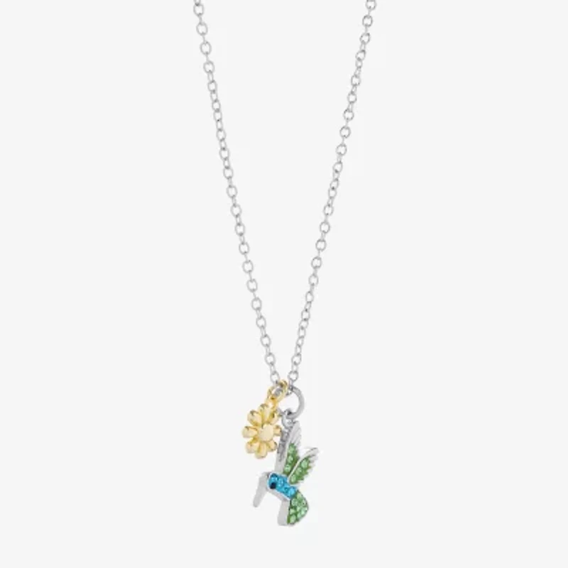 Sparkle Allure Womens Multi Color Crystal 14K Gold Over Brass Pure Silver Over Brass Flower 16 Inch Pendant Necklace