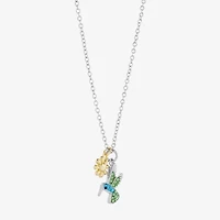 Sparkle Allure Womens Multi Color Crystal 14K Gold Over Brass Pure Silver Over Brass Flower 16 Inch Pendant Necklace