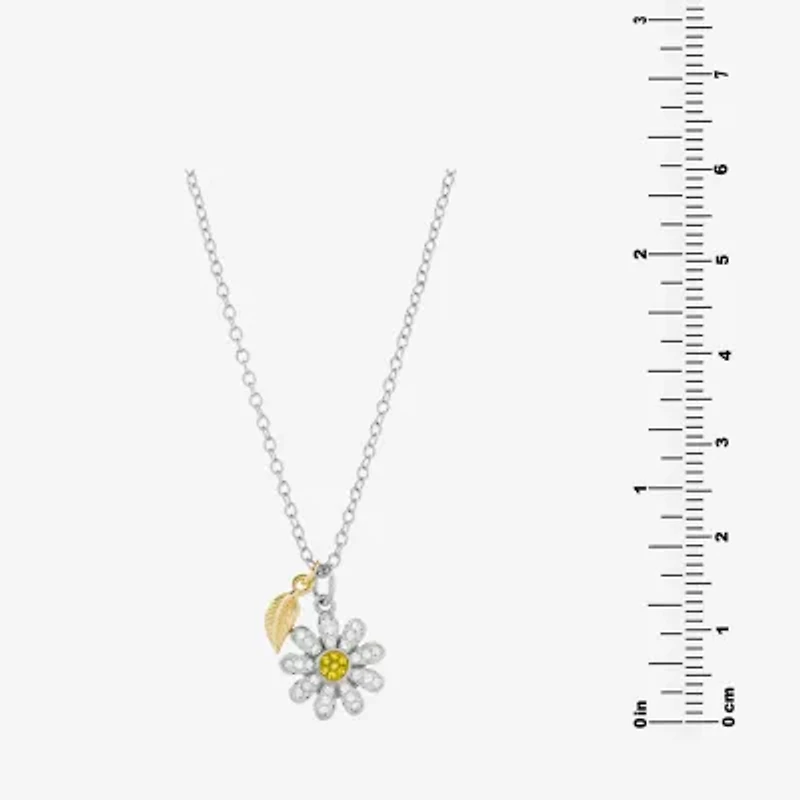 Sparkle Allure Womens Multi Color Crystal 14K Gold Over Brass Pure Silver Over Brass Flower 16 Inch Pendant Necklace
