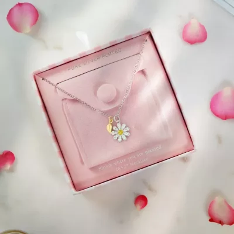 Sparkle Allure Womens Multi Color Crystal 14K Gold Over Brass Pure Silver Over Brass Flower 16 Inch Pendant Necklace