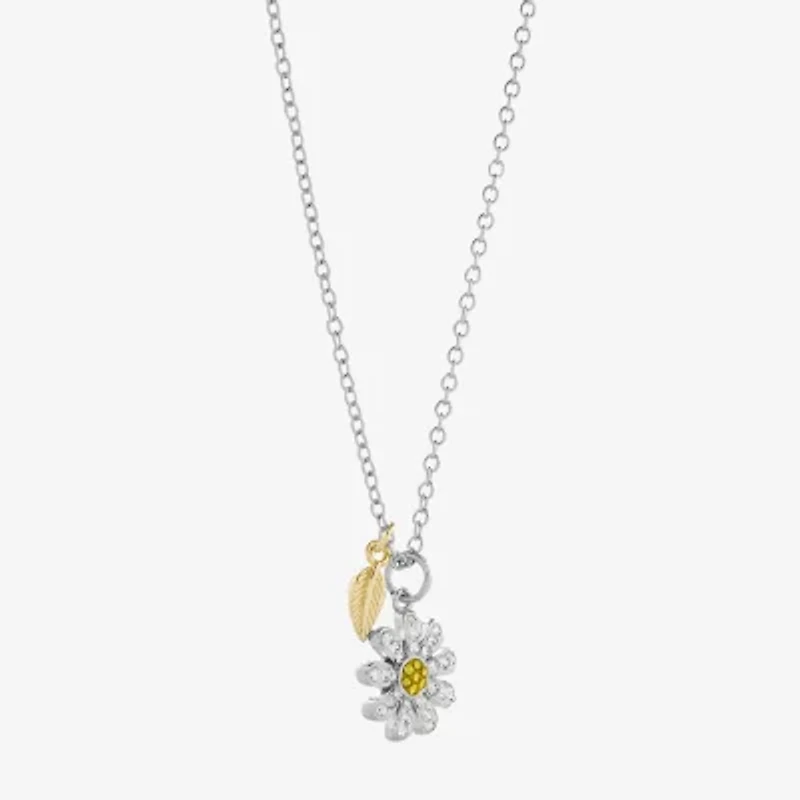 Sparkle Allure Womens Multi Color Crystal 14K Gold Over Brass Pure Silver Over Brass Flower 16 Inch Pendant Necklace