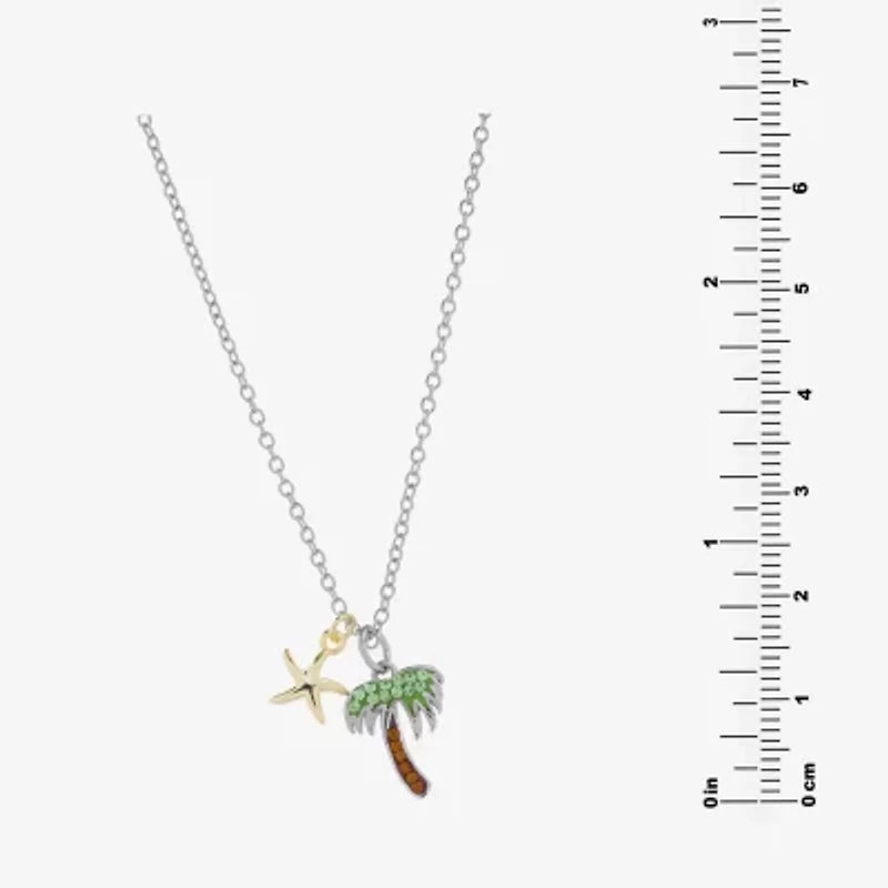Sparkle Allure Palm Tree And Starfish Womens Multi Color Crystal 14K Gold Over Brass Pure Silver Over Brass 16 Inch Pendant Necklace