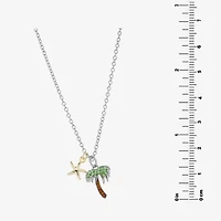 Sparkle Allure Palm Tree And Starfish Womens Multi Color Crystal 14K Gold Over Brass Pure Silver Over Brass 16 Inch Pendant Necklace