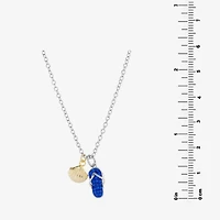 Sparkle Allure Flip Flop And Seashell Womens Blue Crystal 14K Gold Over Brass Pure Silver Over Brass 16 Inch Pendant Necklace