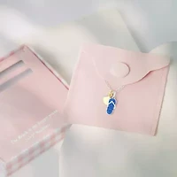 Sparkle Allure Flip Flop And Seashell Womens Blue Crystal 14K Gold Over Brass Pure Silver Over Brass 16 Inch Pendant Necklace