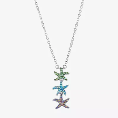 Sparkle Allure Starfish Womens Multi Color Crystal 14K Gold Over Brass Pure Silver Over Brass 16 Inch Pendant Necklace